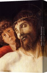 Dead Christ Attended by Two Angels Canvas Paintings - The Dead Christ Supported by Two Angels [detail] by Giovanni Bellini